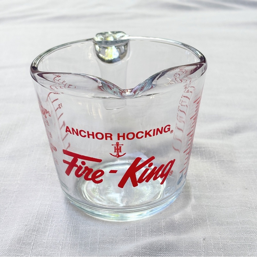 Vtg Anchor Hocking USA Fire-King 2 Cup 16 Oz Glass Measuring Cup Red Letters EUC